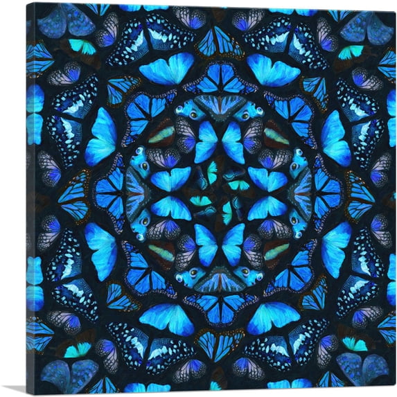 ARTCANVAS Butterfly Kaleidoscope Wings Insect Canvas Art Print - Size: 18" x 18" (0.75" Deep)