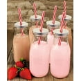 Estilo Dairy Reusable Glass Milk Clear Bottles With Straws And Metal
