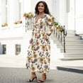 thumbnail image 3 of FKELYI Sunflower Rooster Print Fall Maxi Dress Long Sleeve A-Line Flowy Dresses with Side Pockets for Women V Neck Casual Dress for Spring Winter, M, 3 of 6