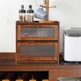 thumbnail image 6 of Kitchen Countertop Bread Box, Countertop Bread Storage Bin Container Double, Layer Extra Large Kitchen Counter, Wood Breadbox Saver Keeper Vintage with Acrylic Window Easy to Assemble (Brown), 6 of 9