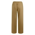 thumbnail image 4 of SUOKOM Womens Slacks Women's Relaxed Fit Straight Leg Pants Solid Cotton Linen Drawstring Elastic Waist Long Wide Leg Pants Work Cargo Casual Pants Wide Leg Pants Relaxed Fit Trousers, 4 of 5