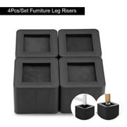 Dilwe 4 Pieces/Set Furniture Leg Risers PP Plastic Non-Slip Riser for Table Desk Bed Sofa Black Color