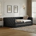 thumbnail image 3 of Euroco Upholstered Full XL Daybed with Trundle and LED Light, Black, 3 of 14