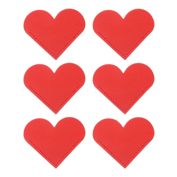 Uxcell 6Pcs Leather Heart Bookmarks, Corner Bookmarks Book Marks Page Markers Cute Page Clip, Red