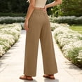 thumbnail image 6 of ClodeEU Women's High Waist Pleated Linen Wide Leg Pants,Casual Loose Trousers with Pockets ,Women's Plus L, 6 of 8