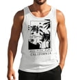 thumbnail image 2 of Men's California Palm Tree Graphic Tank Top with 'Enjoy Every Moment of Life' Quote and Sleeveless Muscle Shirt Featuring Vintage Summer Vibes White XXL, 2 of 4