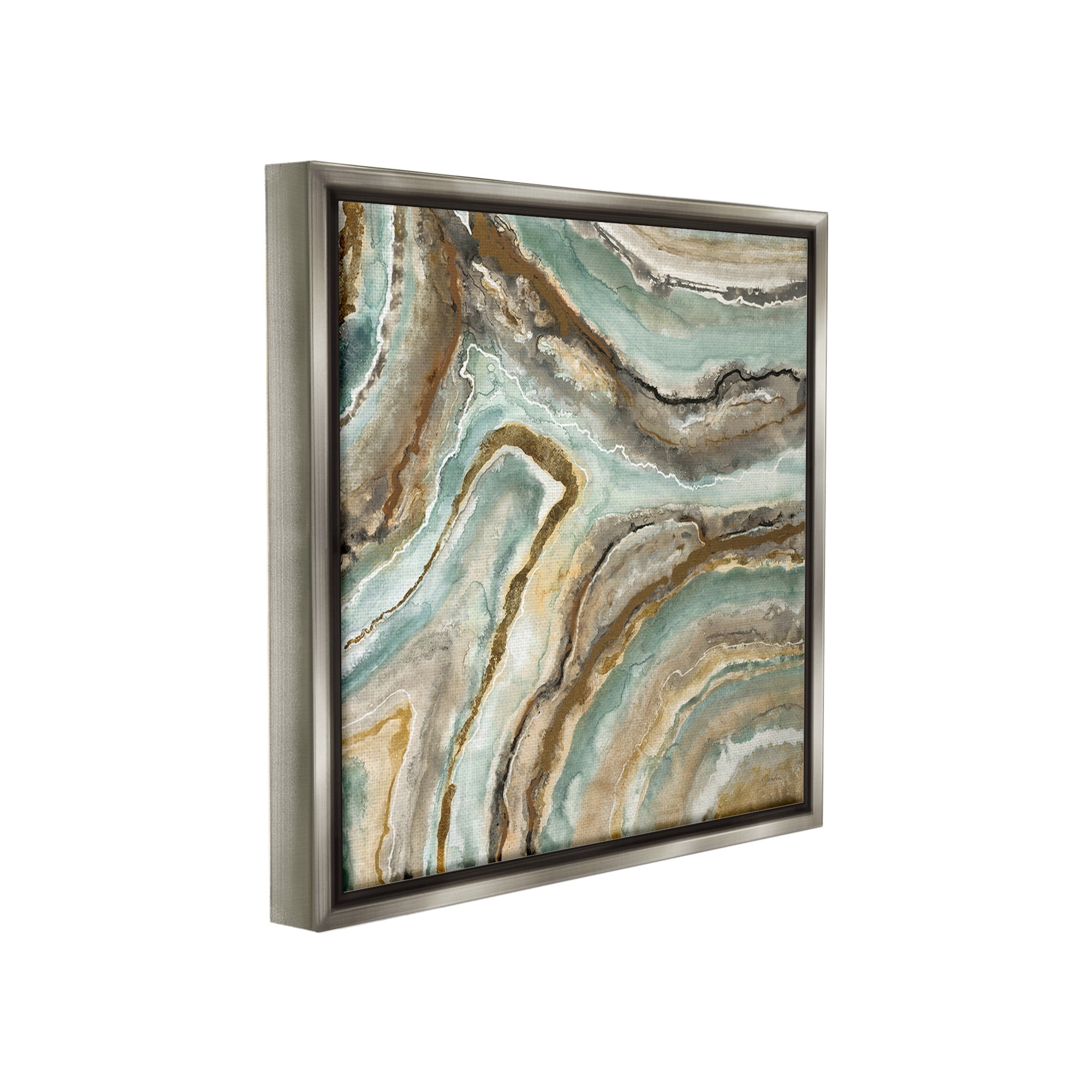 Stupell Industries Geode Mineral Pattern Abstract Painting Gray Floater Framed Canvas Art Print Wall Art, 25 x 25