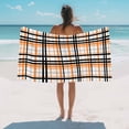 thumbnail image 3 of Beach Towel Orange Buffalo Plaid Bath Pool Towels Black Check Stripe Absorbent Beach Towel Soft Large Quick Dry Lightweight Camping Travel Sports Yoga Gym Swim Towels for Adult 35x70 Inch, 3 of 9