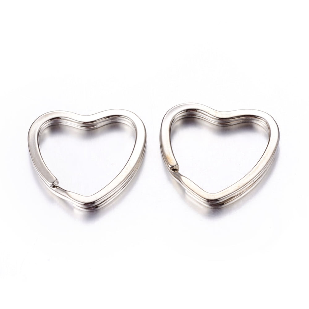 Iron Split Key Rings Keychain Clasp Findings Valentine's Jewelry Findings Heart Platinum Color about 31mm in diameter 3mm thick 25mm inner diameter