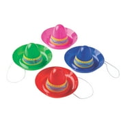 Fiesta Plastic Mini Sombrero Ast - Apparel Accessories - 12 Pieces