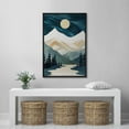 thumbnail image 3 of IDEA4WALL Framed Canvas Print Wall Art Navy Blue Midnight Sky Moon Mountain Range Landscape Nature Wilderness Illustrations Decor Bohemian Multicolor Mid-Century for Bedroom - 16"x24" Black, 3 of 5