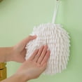 thumbnail image 5 of Juego de 4 toallas de mano de chenilla: toallas ultraabsorbentes de secado rápido para cocina y baño, toallas suaves de 6,8 pulgadas en marfil, gris, azul neblina y rosa, 5 of 5