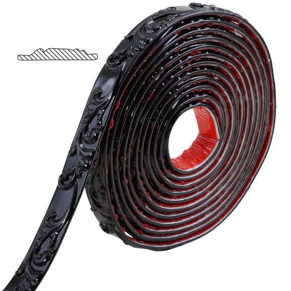 Moldura de pared flexible autoadhesiva Gaahing 5 m x 2,5 cm negra