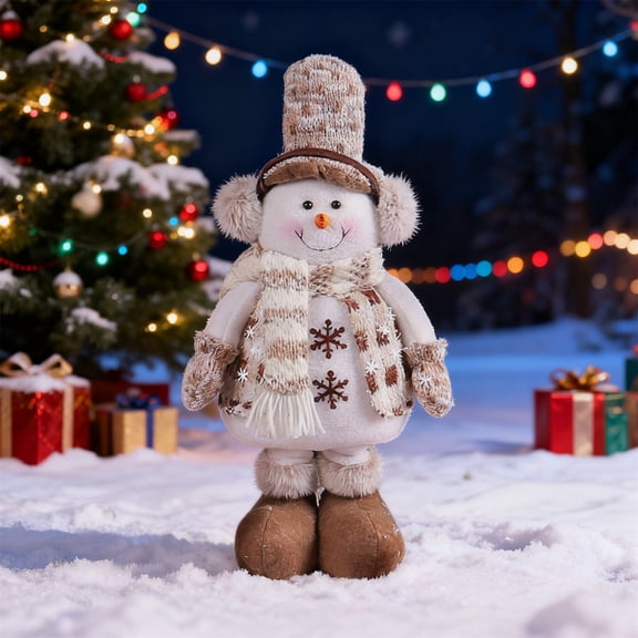 Clearance Under $11 Plush Snowman and Reindeer Christmas Decor Soft Standing Tabletop Figures with Knit Hats and Scarves Set of 3