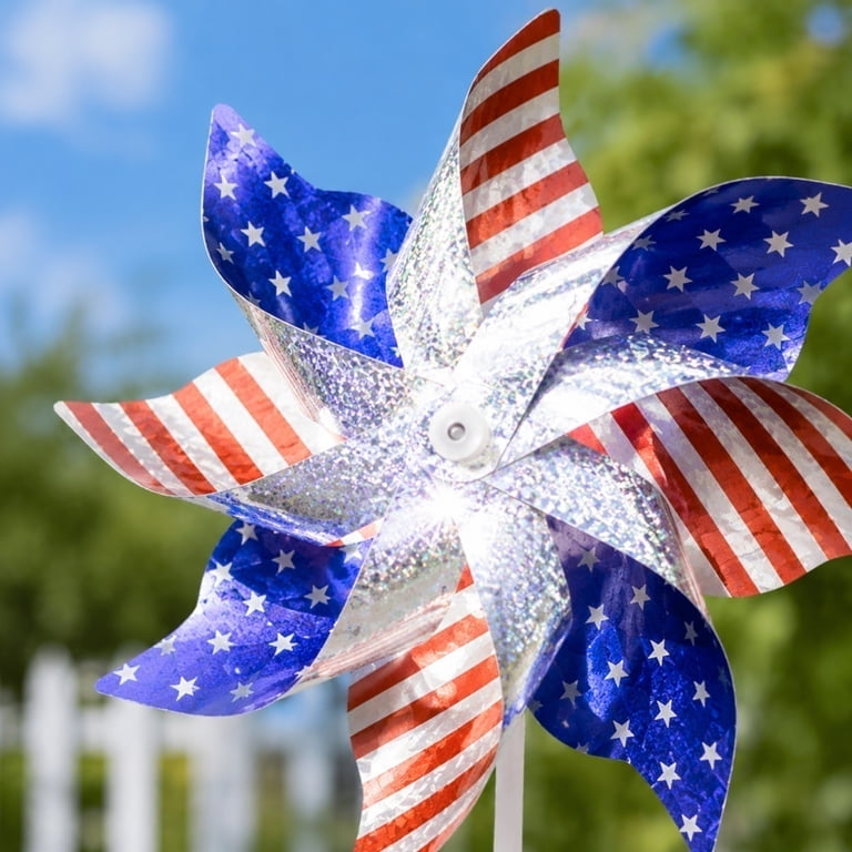 Patriotic Reflective Pinwheels, American Flag Windmill Wind