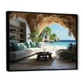 thumbnail image 2 of Designart "Rocky Archways Rocky Beach painting IV" Nautical & Beach Floater Framed Wall Decor, 2 of 7