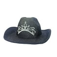 thumbnail image 2 of 2 sombreros de vaquero a la moda, gorra de estilo occidental, ropa de disfraz, tiara decorativa parpadeante para fiesta negro y rosa Sunnimix Sombrero de vaquero, 2 of 4