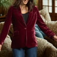 thumbnail image 2 of CharmCyan Women’s Velvet Blazer Long Sleeve Open Front Classic Lapel Design Relaxed Fit Business Casual Jacket for Work or Daily Wear Wine M, 2 of 2