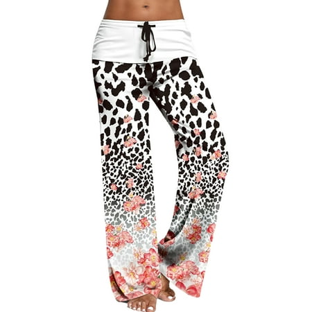 

Niuer Women Pajama Pants Comfy Floral Print Wide Leg Palazzo Lounge Pants Drawstring Elastic Waist Long Pj Bottoms Trouser
