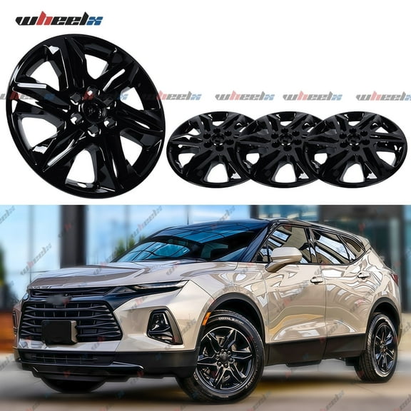 18" inch Hubcap Wheel Skin Covers Compatible with 2019-2022 Chevy Blazer L & LT, Durable ABS Plastic Rim Covers (Set of 4), Fit for Standard Wheels - Snap On Tire Cover Replacement