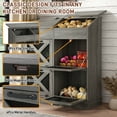 thumbnail image 2 of ChVans Large Potato Storage Wood Bin, Wooden Bread Storage Bins, Decorative Potato and Onion Storage Bin with 4 Doors, Potato Bin with Grocery Section, Wooden Vegetable Storage Box with Lid, 2 of 7