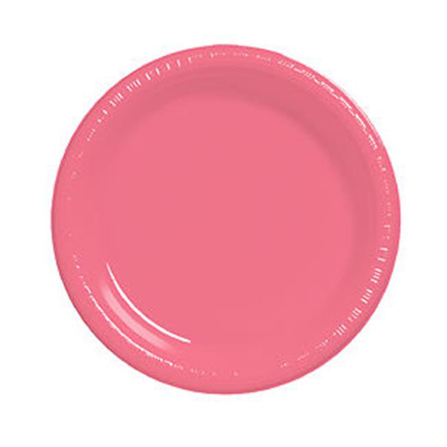 10 in. Pretty Heavy Duty Disposable Plastic Party Plates Pink, Set of
