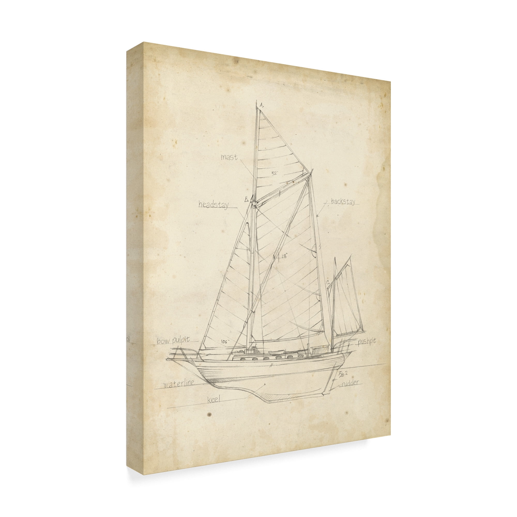Trademark Fine Art 'Sailboat Blueprint V' Canvas Art by Ethan Harper
