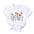 thumbnail image 2 of Giftesty Blouses for Women Dressy Casual Women Mother's Day Gift Mom Flower Print Short Sleeve Round Neck T-shirt Pattern Top, 2 of 7