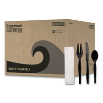 Boardwalk Four-Piece Cutlery Kit Fork/Knife/Napkin/Teaspoon Black 250/Carton (BWKFKTNMWPSBLA)