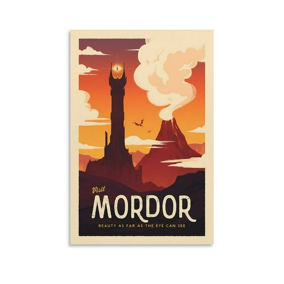 Middle Earth Lord of The Rings Vintage Travel Poster-Mordor 2 Artworks Picture Print Poster Wall Art Painting Canvas Gift Decor Home Posters Decorative 12x18inch(30x45cm)