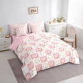 thumbnail image 3 of Feelyou Happy New Year Twin Bedding Sets 7-Piece for Teen, Princess Love Heart Bedding Comforter Set, Christmas Stars Print Reversible Sheet Sets, Ultra Soft Home Decor, 3 of 7