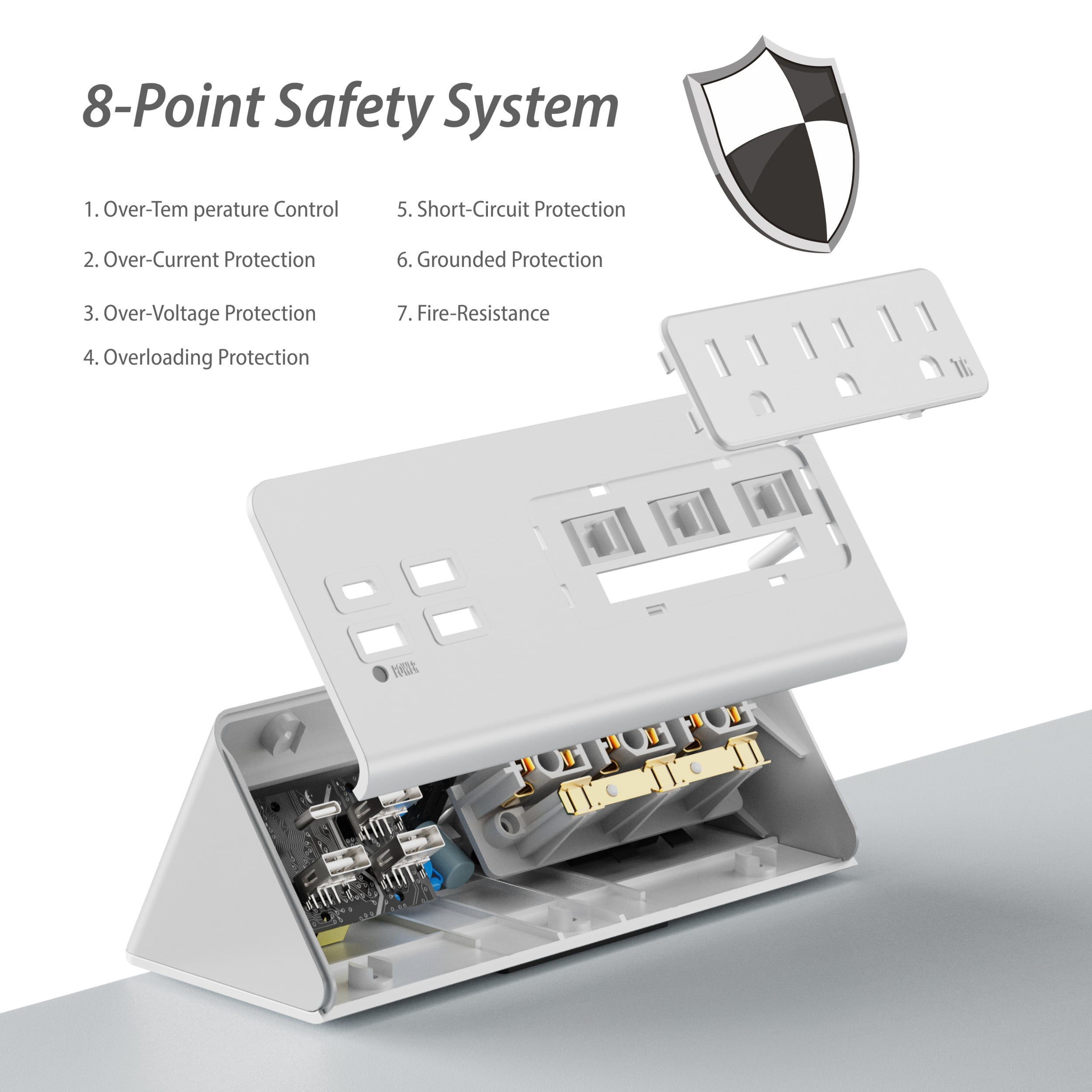 2-Pack Desk Edge Clamp Mount Power Strips with USB Ports, 3*AC Outlets Power Strips for Nightstand, PD 20W USB-C Port Charging Station with 6Ft Extension Cord,White