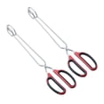 thumbnail image 2 of Cheers.US 2Pcs Scissor Tongs, Kitchen Barbecue Scissor Tong, Heavy Duty Stainless Steel Tongs With Silicone Kitchen Food Baking Bread Clamp BBQ Grilling Wire Tongs, 2 of 7