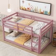 thumbnail image 5 of Twin Over Twin Floor Bunk Bed,Pink Lower Height Design Provides, 5 of 9