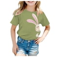 thumbnail image 2 of Ruyang Girls Boys Bunny Graphic T-Shirt Cute Easter Bunny Printed Design, Adorable Short Sleeve Casual Top for Kids, 2 of 6