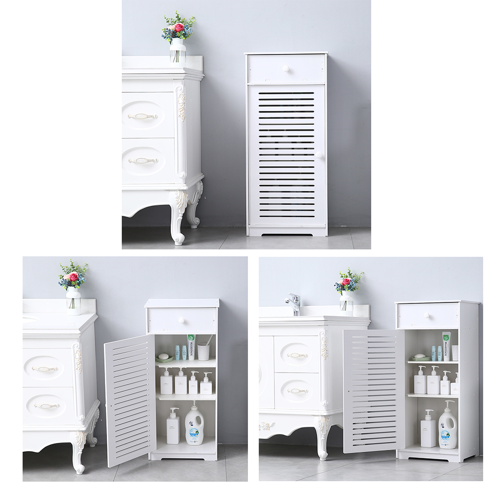 Single Door Compartment with Drawer Bathroom Storage Floor Cabinet Free Standing
