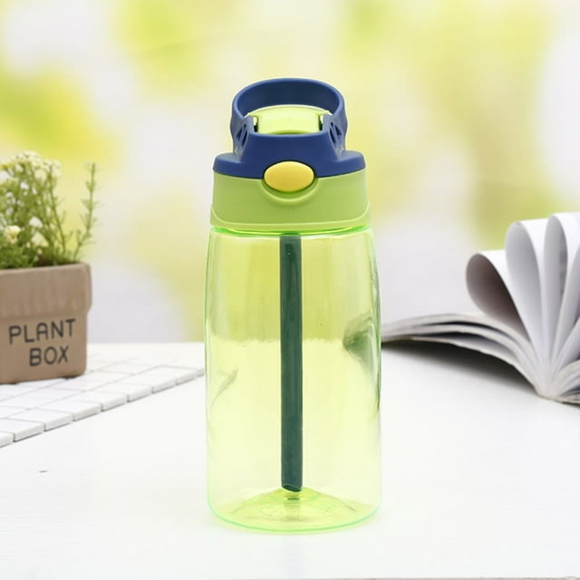 480ml Plastic Water Bottle with Flexible Handle One Button Open Straw Bottle for Teens Toddler Kids Boys Girls