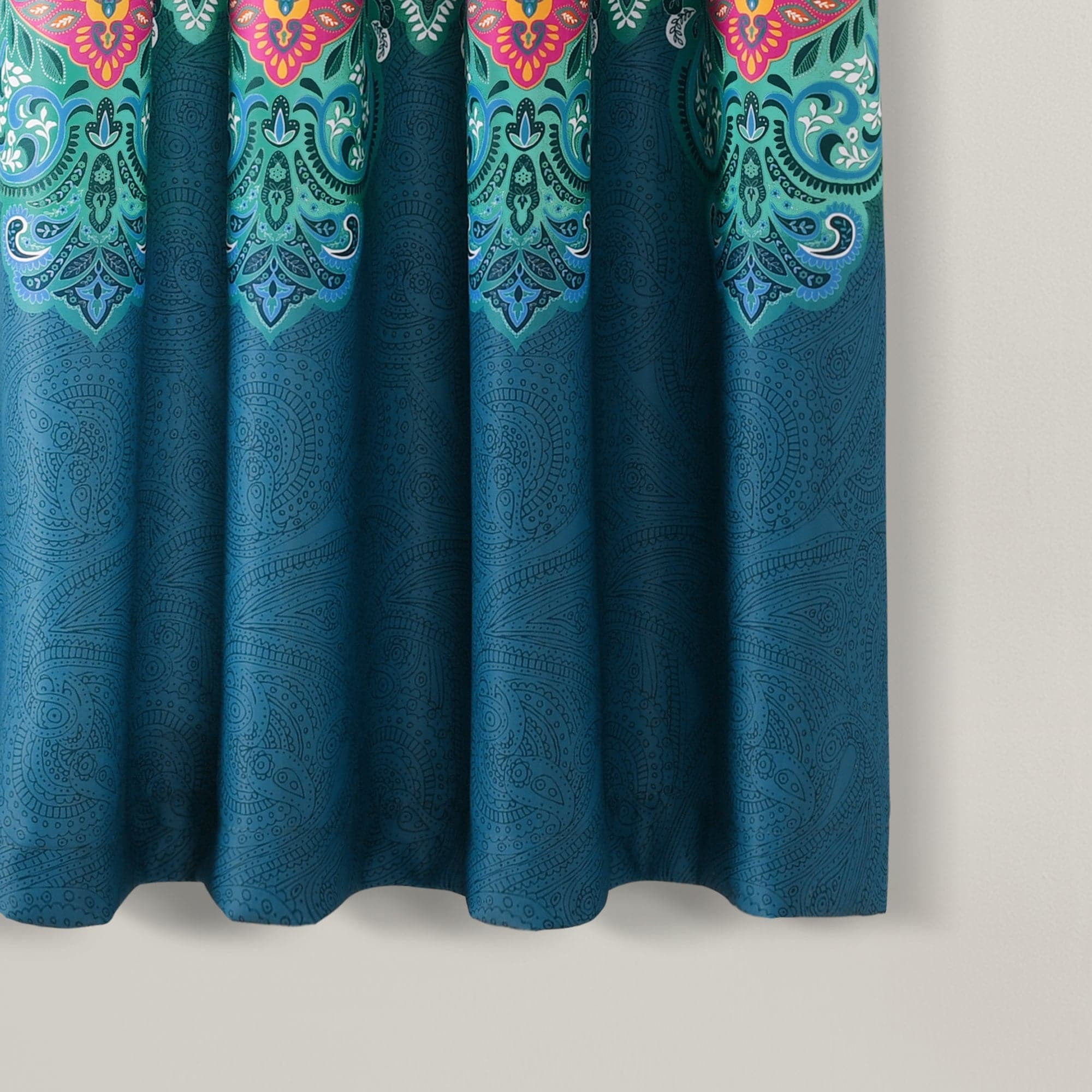 Lush Decor Boho Chic Room Darkening 84" x 52" + 2" Header Suzani Turquoise 3" Rod Pocket Pair Window Panel Curtain