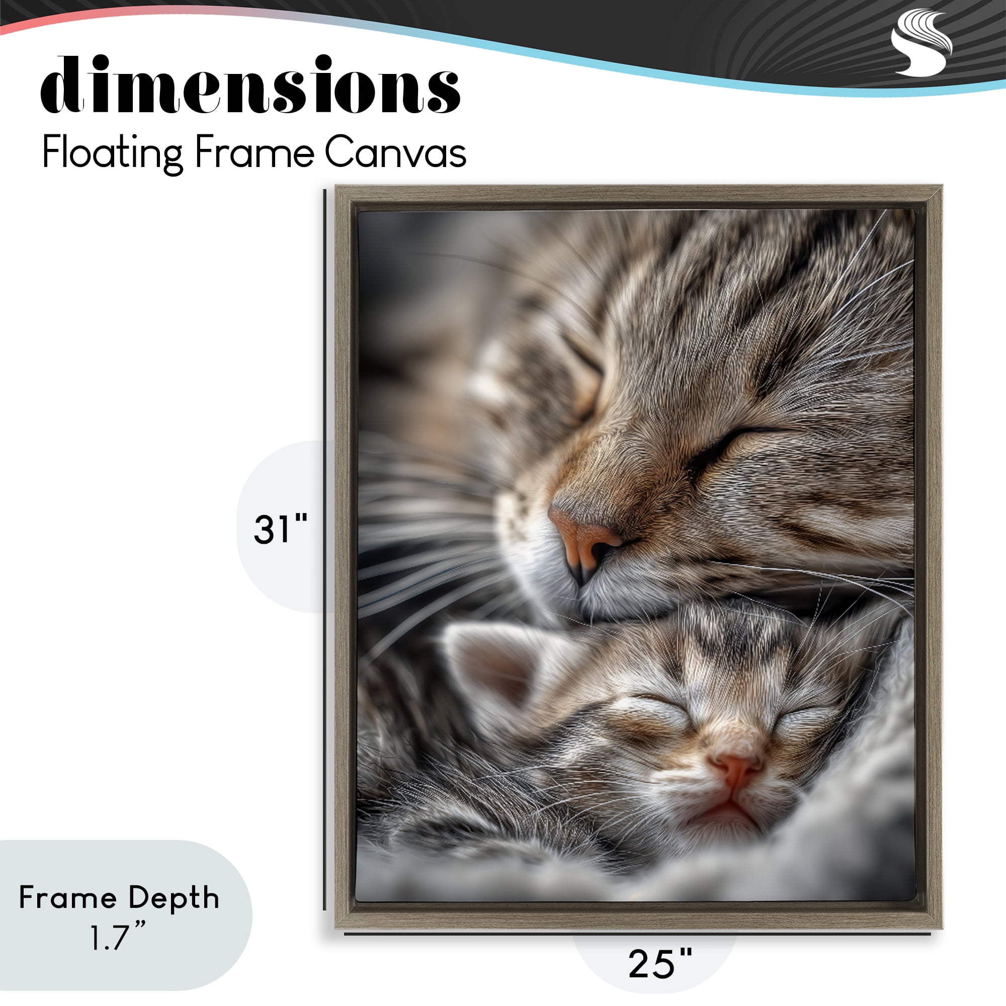 Stupell Industries Kitty Love Cuddles Brown Framed Floater Canvas Wall Art, design by Scott Stulberg