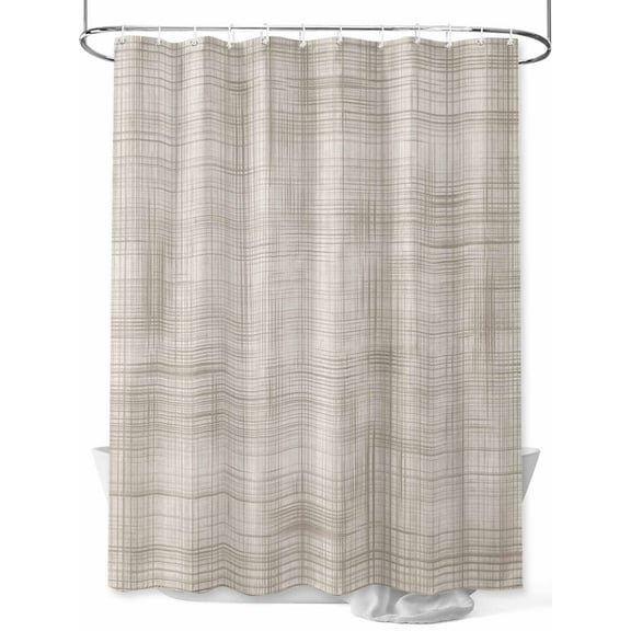 Lattice Cotton Shower Curtain, Texture Waterproof Shower Curtain Set with 12 Hooks Lightweight Washable Fabric Shower Curtains for Bathroom 48x72 Inches