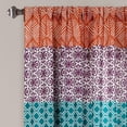 thumbnail image 2 of Bohemian Stripe Window Curtain Panels, Pair, 52" W x 63" L, Fuchsia & Orange - Colorful Short Curtains - Maximalist & Boho Decor - Boho Curtains For Bedroom, Living Room & Dining Room, 2 of 6