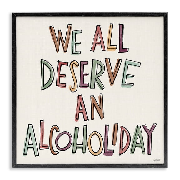Stupell Industries Shabby Chic Alcoholiday Funny Phrase Black Framed Giclee Art, 12 x 12, by Anne Tavoletti