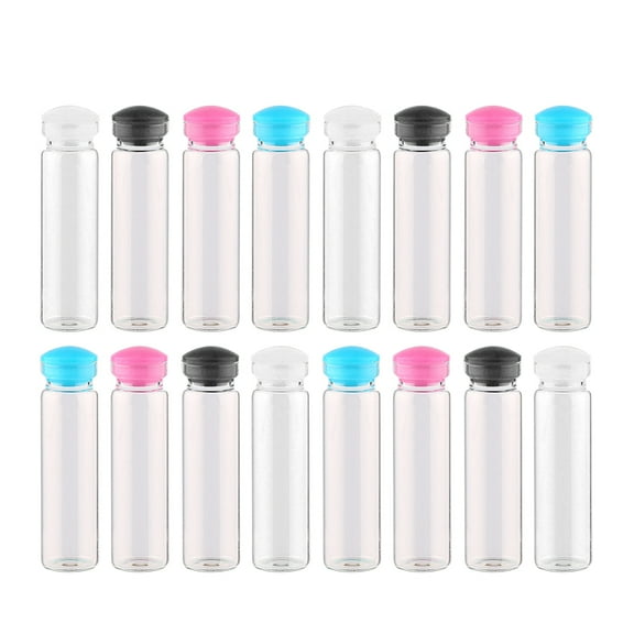 Eeristq 50Pcs 2ml Clear Small Mini Glass Jars with Silicone Plug DIY Wish Bottles for Message Weddings Wish Party Favors (Assorted Color)