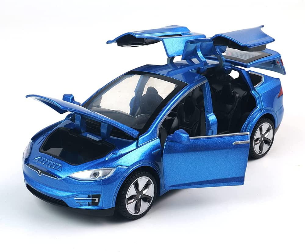 1:32 Tesla Model X 90D SUV Diecast Model Car Sound&Light Pull Back Toy 