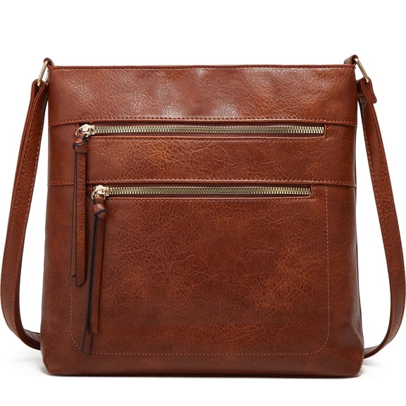 Gmdisc Crossbody Bags for Women Multi Pocket Cross Body Bag Purses with Adjustable Strap, Brown