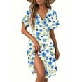 thumbnail image 2 of Womens Summer Short Sleeve Casual Dresses V-Neck Midi Dress with Pockets Royal Blue S, 2 of 4