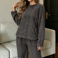 thumbnail image 5 of Gamivast Women's Fuzzy Fleece Pajama Set Cable Knit Long Sleeve Crewneck Top Pants Sleepwear Cozy Loungewear Winter Warm 2 Piece Sweatsuit, 5 of 7