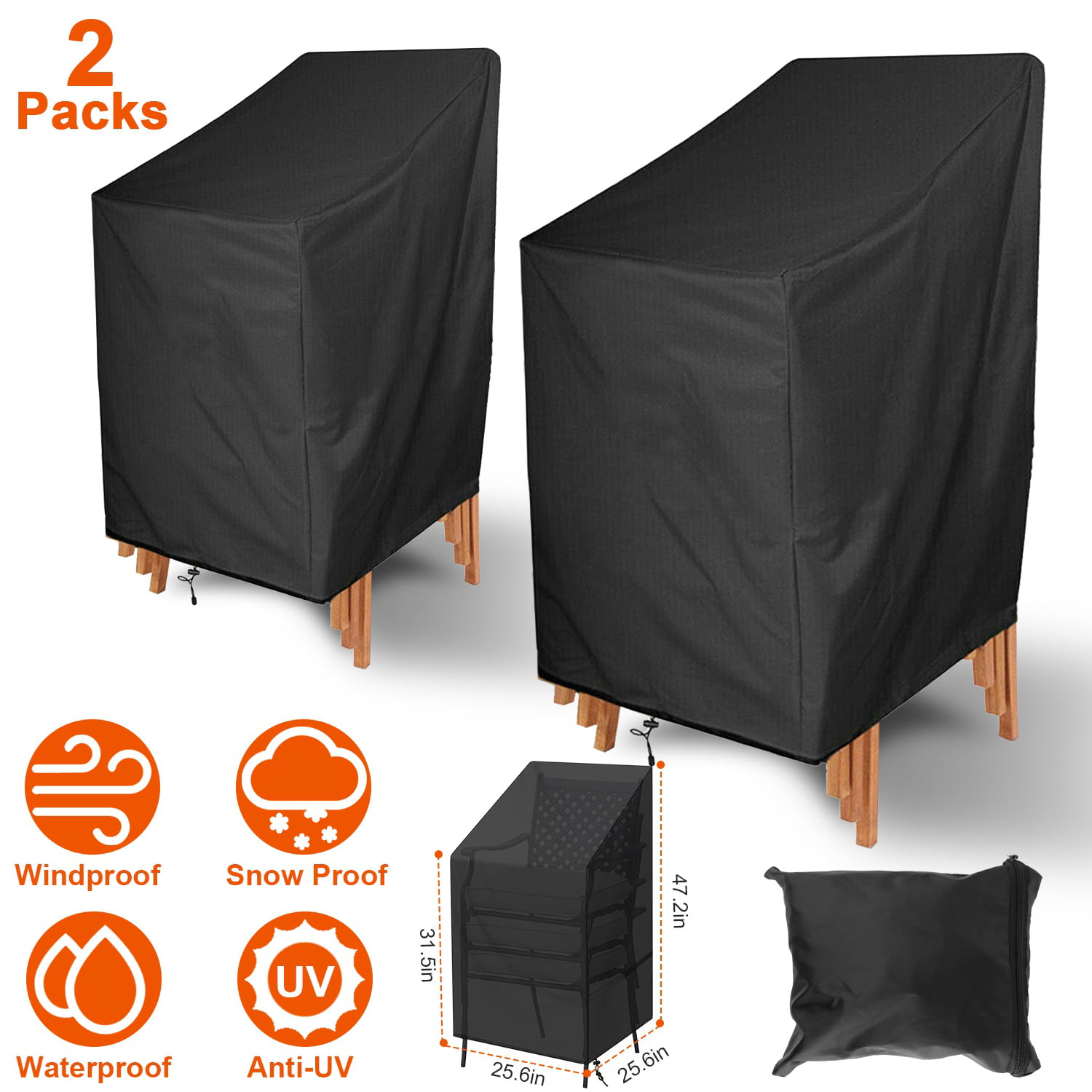 Stacking Chair Cover Waterproof UV Outdoor Garden Patio Furniture Protection 