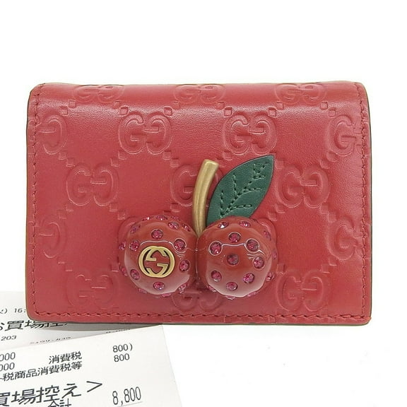 Pre-Owned Gucci GUCCI sima bi-fold wallet with hook folding leather cherry red 476050 1147 (Good)