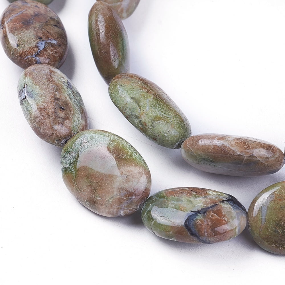 Natural Green Opal Beads Strands Oval 17.5~19x13.5~14x6~7mm Hole: 0.8mm about 22pcs/strand 15.5~15.7 inch(39.5~40cm)